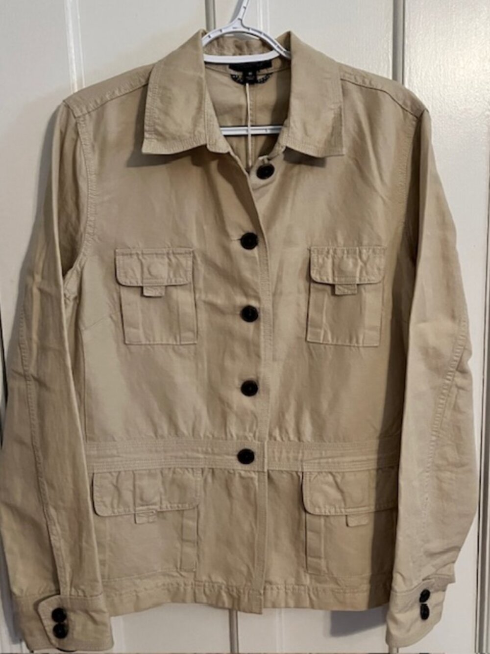 LANDS' END WOMEN'S TAN FIELD JACKET, 16, SAFARI-STYLE; LIKE-NEW CONDITION!